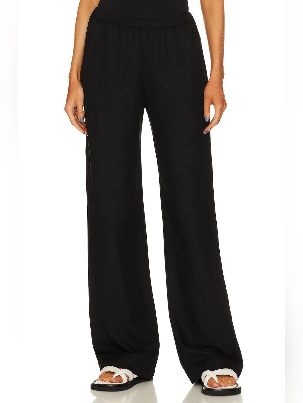 Enza Costa Twill Everywhere Pant Black Women's Size 3 U.S. L Wide Leg Minimalist - Picture 2 of 12